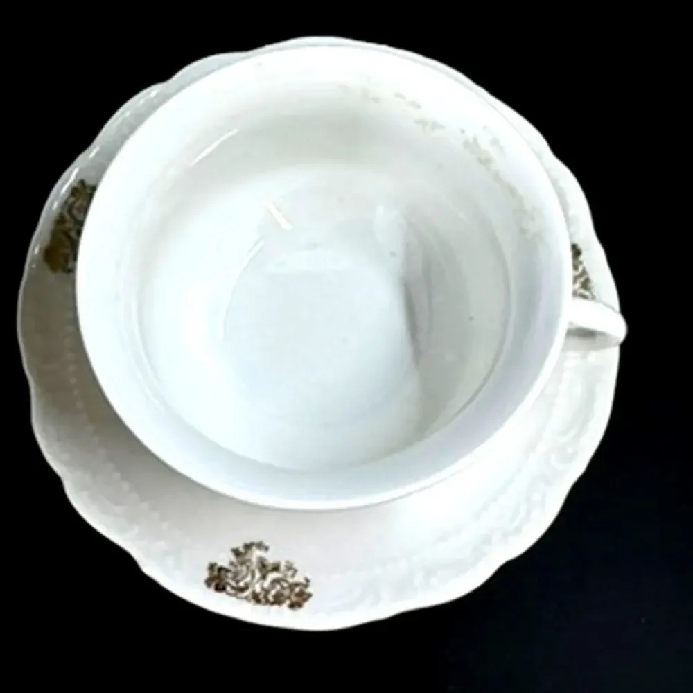 Tea Cup & Saucer Set,No Markings,Pink Peonies, Gold Clusters,No Chips Or Crazing
